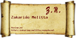 Zakariás Melitta névjegykártya